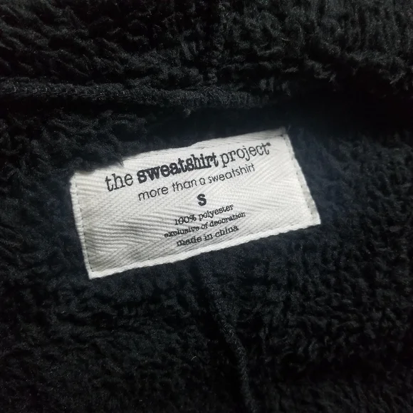 THE SWEATSHIRT PROJECT BLACK SHERPA CARDIGAN SIZE SMALL - Picture 3 of 10